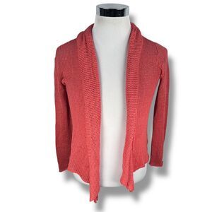 Wooden Ships Cardigan Sweater Women’s XS Open Light Cotton Knit Pinkish Orange